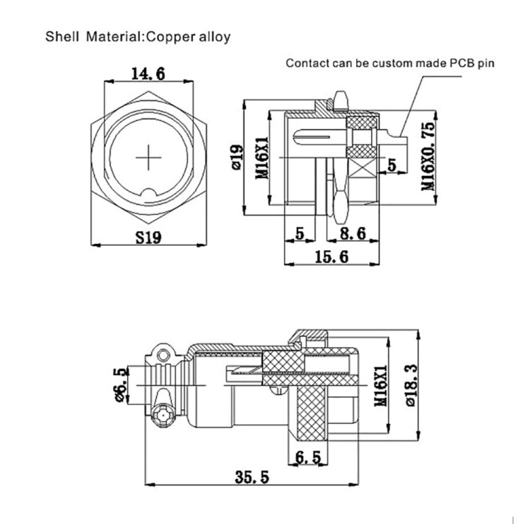 DIY 16mm 7-Pin GX16 Aviation Plug Socket Connector (5 Pcs in One Package, the Price is for 5 Pcs), 7 Pin