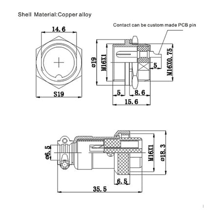 DIY 16mm 7-Pin GX16 Aviation Plug Socket Connector (5 Pcs in One Package, the Price is for 5 Pcs), 7 Pin