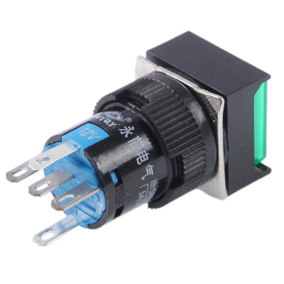 Car DIY Square Button Push Switch with Lock & LED Indicator, DC 24V, With Lock DC 24V Green, With Lock DC 24V Red