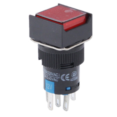 Car DIY Square Button Push Switch with Lock & LED Indicator, DC 24V, With Lock DC 24V Green, With Lock DC 24V Red