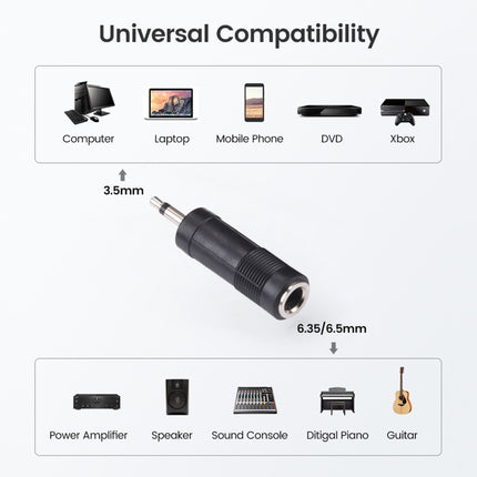 3.5mm Male to 6.35mm Female Mono Sound Converters Adapters (100 Pcs in One Package, the Price is for 100 Pcs)