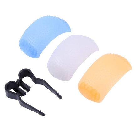 3 Colors Pop-up Flash Soft Flash Diffuser Kit  with White Diffuser / Blue Diffuser / Orange Diffuser / Diffuser Bracket