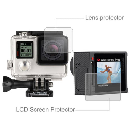 Protector de pantalla LCD ultra transparente + película protectora de lente de vidrio para carcasa para cámara GoPro HERO4 Silver, HERO4 Silver