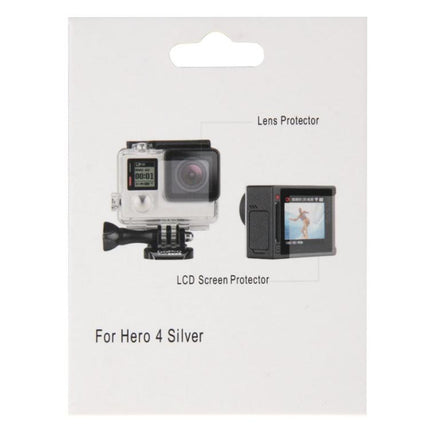Protector de pantalla LCD ultra transparente + película protectora de lente de vidrio para carcasa para cámara GoPro HERO4 Silver, HERO4 Silver