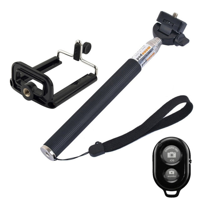 YKD-121 Ausziehbares Handheld-Selfie-Einbeinstativ mit Bluetooth-Fernauslöser + Clip-Halter-Set für Mobiltelefon, Einbeinstativ