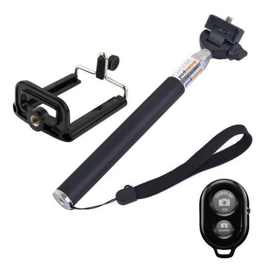 YKD-121 Extendable Handheld Selfie Monopod with Bluetooth Remote Shutter + Clip Holder Set for Mobile Phone, Monopod