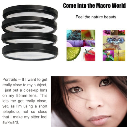 6 in 1 58mm Close-Up Lens Filter Macro Lens Filter + Filter Adapter Ring for GoPro HERO3