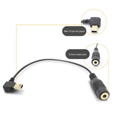 Elbow 10 Pin Mini USB to 3.5mm Mic Adapter Cable for GoPro HERO4 /3+ /3, Length: 16.5cm, Mini USB to 3.5mm