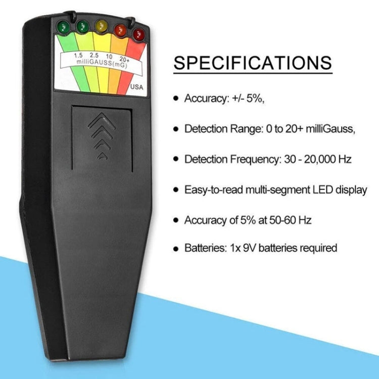 5-LED Electromagnetic Radiation Detector EMF Meter Tester, Style 2  White, Style 2 Black