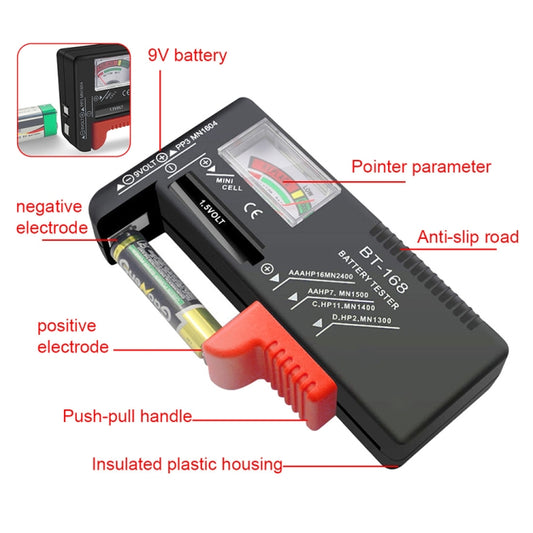 Comprobador de batería universal para baterías AAA, AA de 1,5 V y 9 V 6F22