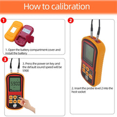 GM-100 Ultrasonic Thickness Meter Tester Gauge Velocity 1.2~225mm, GM-100