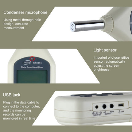 Digital Sound Level Meter with USB Port(Range: 30dB~130dB)