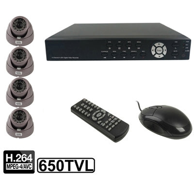 4-CH Embedded Digital Video Recorder Kit (1 / 3 Sony CCD, 650TVL, 24 x IR LED, 6mm Lens, IR Distance: 25m,  H.264 (8204EV+622A)