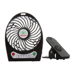 Hadata 4.3 inch Portable USB / Li-ion Battery Powered Rechargeable Fan with Third Wind Gear Adjustment & Clip