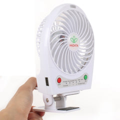 Hadata 4.3 inch Portable USB / Li-ion Battery Powered Rechargeable Fan with Third Wind Gear Adjustment & Clip