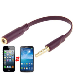 3.5mm jack Male to 3.5mm Female Audio Cable Adapter, Total Length: 13cm, Black, 3.5mm Male to Female (Purple)