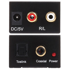 Digital Optical Coax to Analog RCA Audio Converter, Spdif+Coaial to 2RCA-