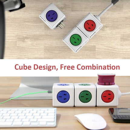 PowerCube 10A Universal Wall Adapter Power Socket with 4 US / AU Sockets and 2 USB Ports for Home Office, AU Plug, Random Color Delivery, With 2 USB Ports