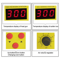 BEST BST-898D 2 in 1 AC 220V 720W LED Displayer Helical Wind Adjustable Temperature Unleaded Hot Air Gun + Solder Station & Soldering Iron, BST-898D EU Plug, BST-898D US Plug