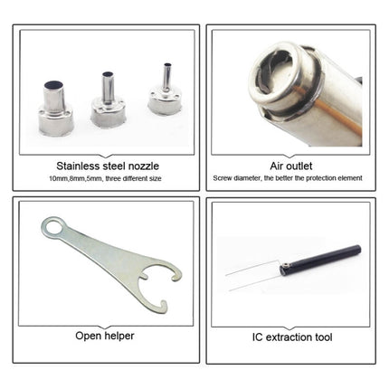 BEST BST-898D 2 in 1 AC 220V 720W LED Displayer Helical Wind Adjustable Temperature Unleaded Hot Air Gun + Solder Station & Soldering Iron