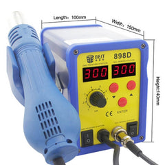 BEST BST-898D 2 in 1 AC 220V 720W LED Displayer Helical Wind Adjustable Temperature Unleaded Hot Air Gun + Solder Station & Soldering Iron, BST-898D EU Plug, BST-898D US Plug