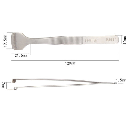 BEST BST-91-6T SA Professional Stainless Steel Wafer Tweezers for Silicon Wafer, BST-91-6T