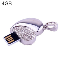 Memoria USB con forma de corazón de plata y diamantes, ideal como regalo de San Valentín, 2 GB, 4 GB, 8 GB, 16 GB, 32 GB