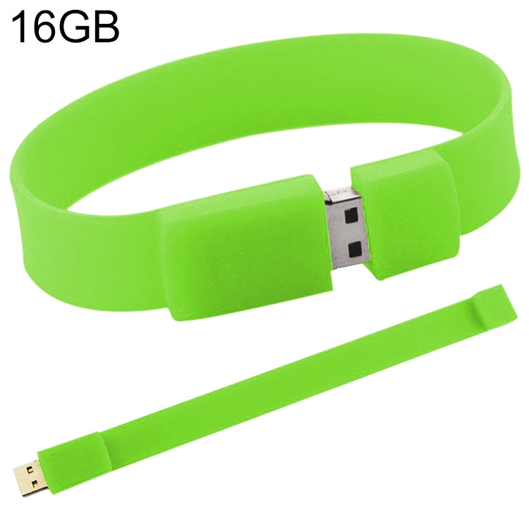 16GB Silicon Bracelets USB 2.0 Flash Disk, 16GB (Green)