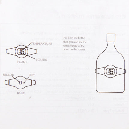 Celsius Degree Digital LCD Display Wine Bottle Thermometer, Suitable Bottle Diameter: 65-80mm (Black + Silver)