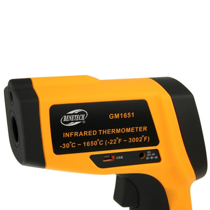 BENETECH GM1651 USB Digital Display Temperature Gun Handheld Infrared IR Thermometer, Measure Range: -30~1650C, GM1651
