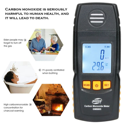 BENETECH GM8805 LCD Display Handheld Carbon Monoxide CO Monitor Detector Meter Tester, Measure Range: 0-1000ppm