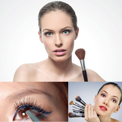 24 PCS Horse Hair Wooden Handle Cosmetic Brush Set with Black Leather Bag