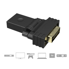 360 Degree Rotation Gold Plated DVI 24+1 Pin Male to 19 Pin HDMI Female Adapter, DVI 24+1Pin Male to HDMI Female