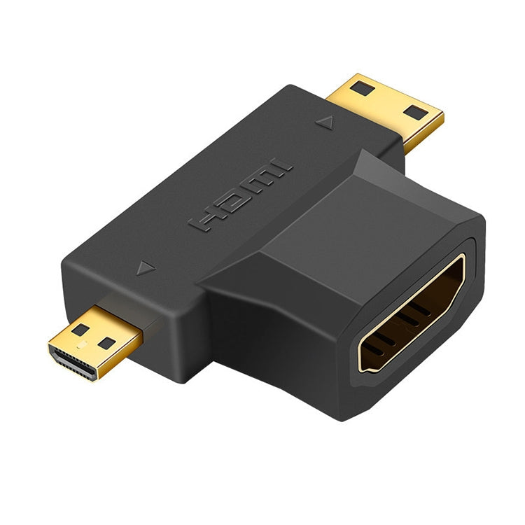 3 in 1 HDMI Female to Mini HDMI Male + Micro HDMI Male Adapter, HDMI Female to Mini HDMI+Micro HDMI