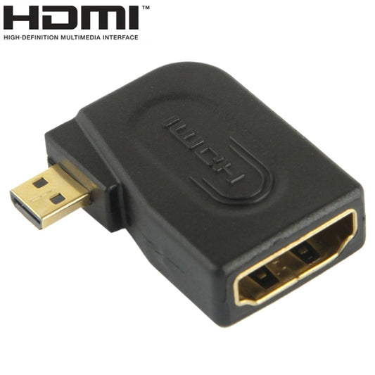 Gold Plated Micro HDMI Male to HDMI 19 Pin Female Adaptor with 90 Degree Angle, Micro HDMI to HDMI