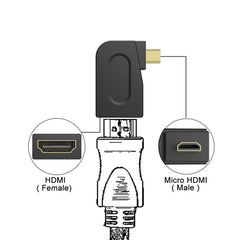 Gold Plated Micro HDMI Male to HDMI 19 Pin Female Adaptor with 90 Degree Angle, Micro HDMI to HDMI