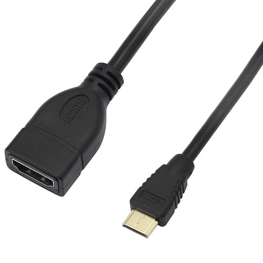 17cm Gold Plated Mini HDMI Male to HDMI 19 Pin Female Cable, Mini HDMI to HDMI