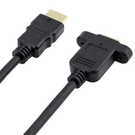 30cm HDMI (Type-A) Male to HDMI (Type-A) Female Adapter Cable with 2 Screw Holes, HDMI AM to AF with Ear Hole (30cm)