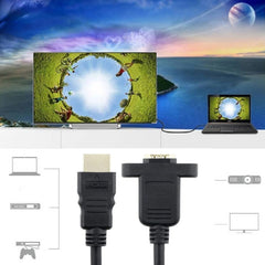 30cm HDMI (Type-A) Male to HDMI (Type-A) Female Adapter Cable with 2 Screw Holes, HDMI AM to AF with Ear Hole (30cm)