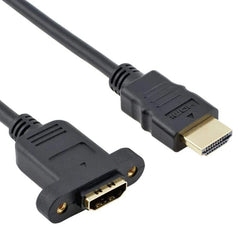 30cm HDMI (Type-A) Male to HDMI (Type-A) Female Adapter Cable with 2 Screw Holes, HDMI AM to AF with Ear Hole (30cm)