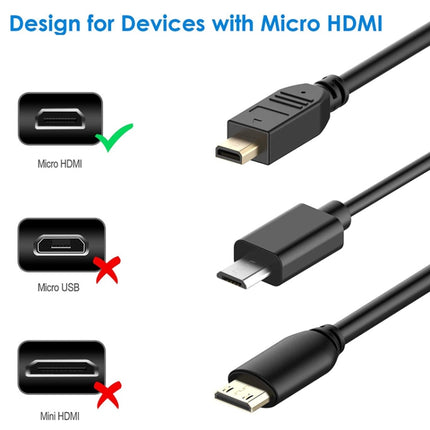 30cm Mini HDMI Male to Micro HDMI Male Adapter Cable, Micro HDMI Male, Length: 30cm