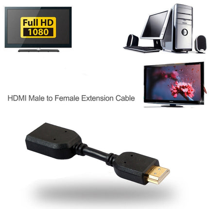 10 cm HDMI 19 Pin Stecker auf HDMI 19 Pin Buchse (AM-AF) Anschlussadapterkabel, HDMI AM auf AF