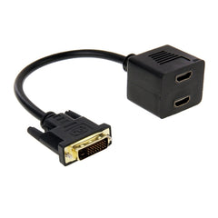 29.5cm DVI 24+1 Pin Male to 2 x HDMI Female Splitter Cable, DVI 24+1 Pin Male to 2 x HDMI Female