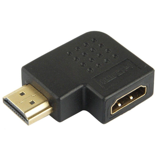 Gold Plated HDMI 19 Pin Male to HDMI 19 Pin Female Adapter with 90 Degree Angle, HDMI Male to Female