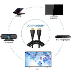 1.4 Version, Gold Plated 19 Pin HDMI Male to HDMI Male Coiled Cable, Support 3D / Ethernet, Length: 60cm (can be extended up to 2m), HDMI AM to AM