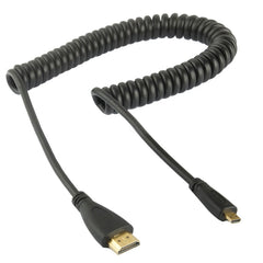 1.4 Version, Gold Plated Micro HDMI Male to HDMI Male Coiled Cable, Support 3D / Ethernet, Length: 60cm (can be extended up to 2m), Micro HDMI AM to HDMI AM