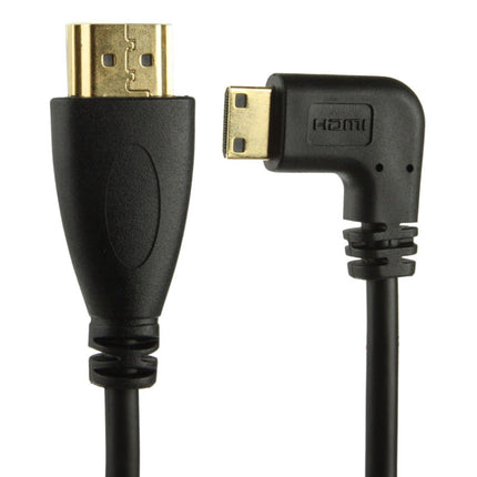 1.4 Version Gold Plated Mini HDMI Male to HDMI Male Coiled Cable, Support 3D / Ethernet, Length: 0.6m-2m, Right Angle Mini HDMI to HDMI AM
