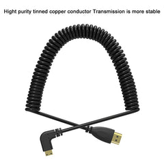 1.4 Version Gold Plated Mini HDMI Male to HDMI Male Coiled Cable, Support 3D / Ethernet, Length: 0.6m-2m, Right Angle Mini HDMI to HDMI AM