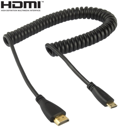 1.4 Version, Gold Plated Mini HDMI Male to HDMI Male Coiled Cable, Support 3D / Ethernet, Length: 60cm (can be extended up to 2m), Mini HDMI AM to HDMI AM