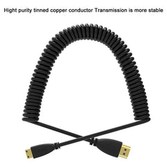 1.4 Version, Gold Plated Mini HDMI Male to HDMI Male Coiled Cable, Support 3D / Ethernet, Length: 60cm (can be extended up to 2m), Mini HDMI AM to HDMI AM